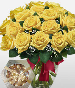 Yellowside - 18 Yellow Roses <Br><span>Free Chocolates + Sale $10 </span>