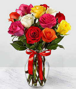 Rainbow <Br><span>12 Mixed Roses <Br> Sale $10 Off</span>