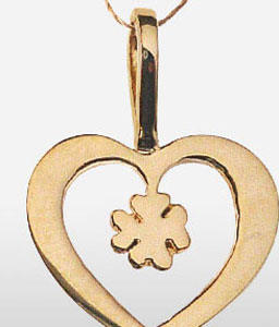 Gold Heart Pendent With Clove Leaf