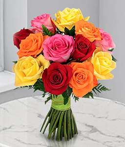 1 Dozen Mixed Roses Bouquet