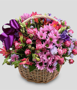 Purple Basket - Mixed Arrangement