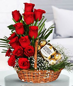 Regal Red Rose Basket