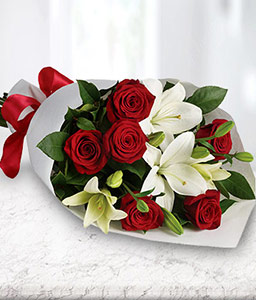 Royal Romance - Roses and Lilies Bouquet