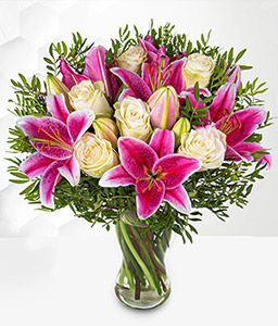 For Gorgeous - Pink Lilies and Roses