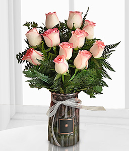 Vase Of Elegant Pink Roses