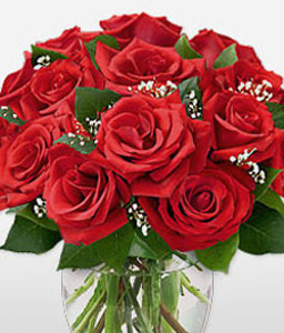 Dozen Roses in Vase