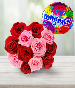 Bati Bouquet <Br><span>12 Roses & Free Balloon </span></Br>