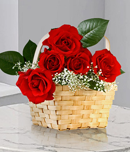 Royale <Br><Font Color=Red>6 Roses In A Basket</Font>