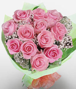 12 Pink Roses