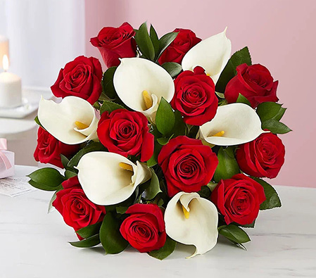 Sweet Splendor-Red,White,Rose,Lily,Bouquet