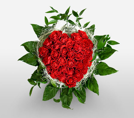 Queen Of Hearts-Green,Red,Rose,Arrangement