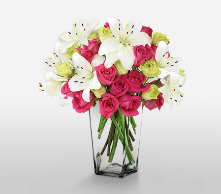 Broadways Best-Pink,White,Lily,Rose,Arrangement