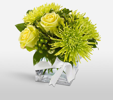 Green Mist-Green,Chrysanthemum,Rose,Arrangement