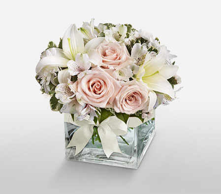 Sugar Cube-Pink,White,Lily,Rose,Arrangement