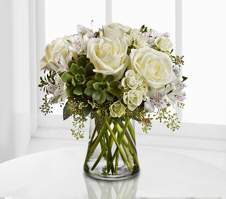 White Magic-White,Alstroemeria,Rose,Arrangement