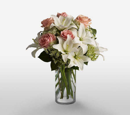 Summer Magic-Pink,White,Lily,Rose,Arrangement