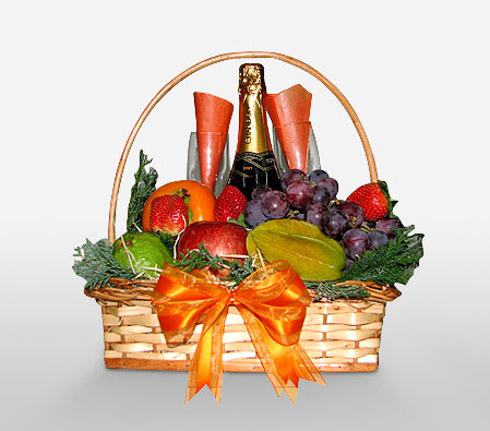 Champagne Cocktail-Fruit,Wine,Basket,Hamper