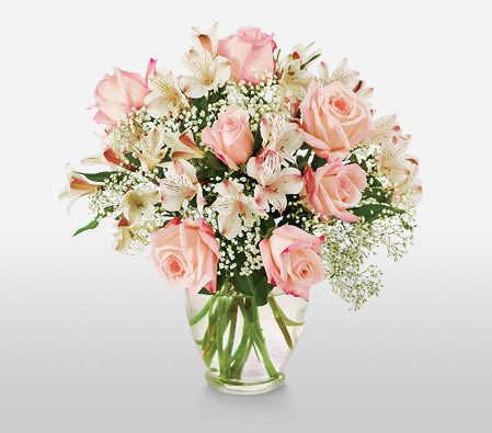 Paradise Island-Pink,Alstroemeria,Lily,Mixed Flower,Rose,Arrangement