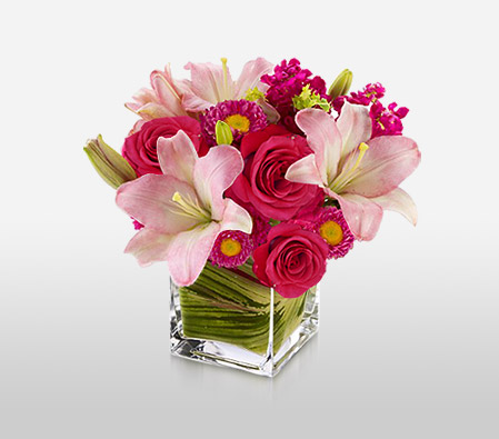 Manhattan Sunrise-Pink,Red,Lily,Rose,Arrangement