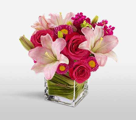 Manhattan Sunrise-Pink,Lily,Rose,Arrangement