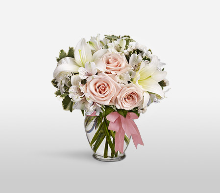 Sweet Wonder-Pink,White,Mixed Flower,Lily,Rose,Arrangement