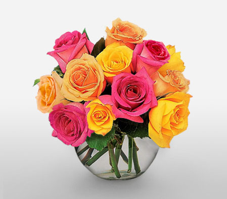 Art Nouveau-Mixed,Orange,Pink,Yellow,Rose,Arrangement