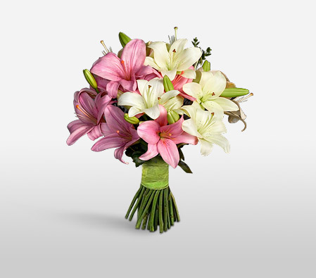 Upper Crest-Pink,White,Lily,Bouquet