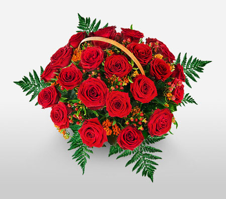 Rose Basket-Red,Rose,Arrangement,Basket