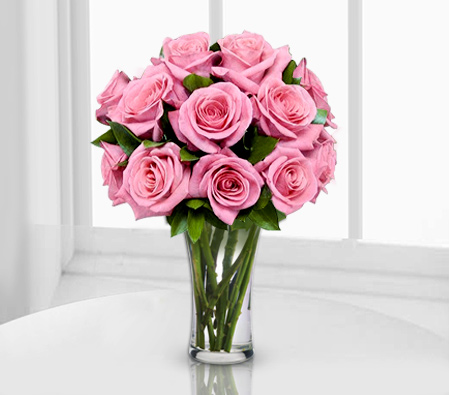 Goddess 12 Pink Roses-Pink,Rose,Arrangement