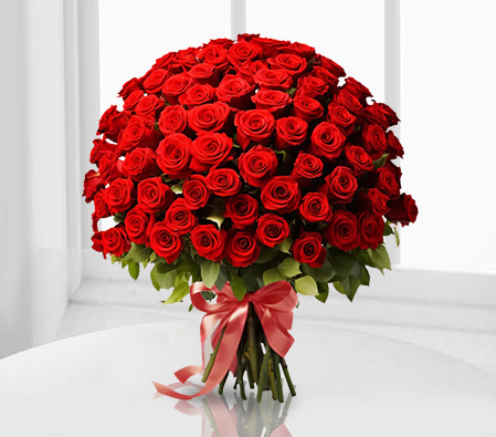 100 Red Rich Roses-Red,Rose,Bouquet