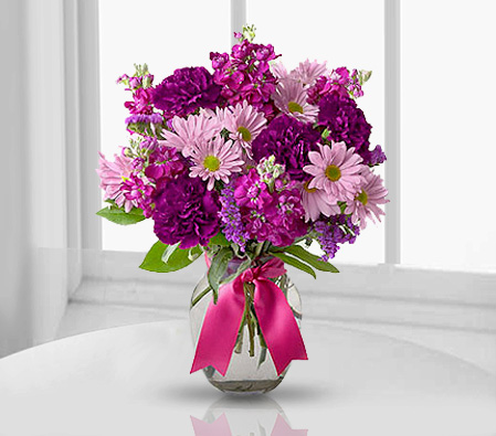 Majestic Blaze-Purple,Violet,Carnation,Daisy,Arrangement