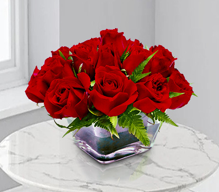 Royal Magic - 20 Red Roses-Red,Roses,Vase,Anniversary,Fillers