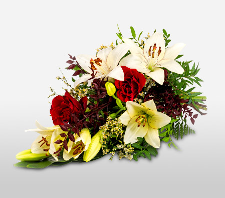 Sympathy Bouquet In White and Red Flowers