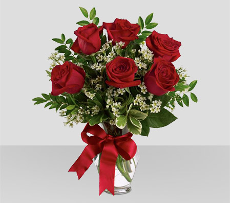 Half Dozen Long Stemmed Red Roses