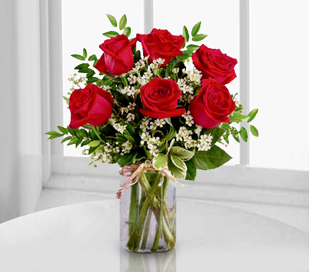 Sweetheart Roses in Mason Jar