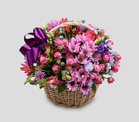 Purple Basket - Mixed Arrangement