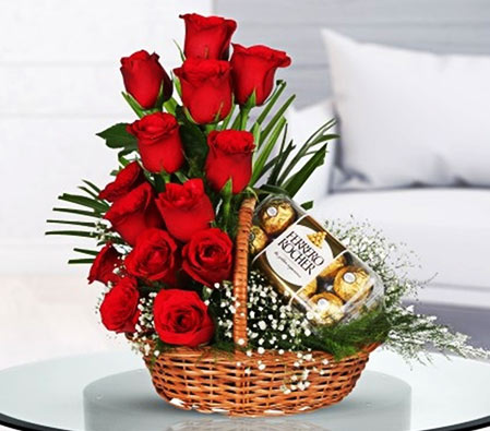 Regal Red Rose Basket