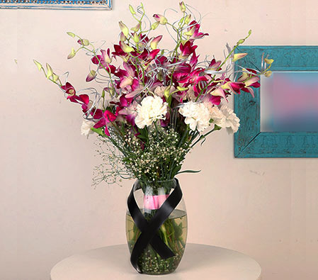 Pretty Orchids N Carnations Bouquet