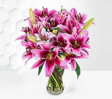 Long Stemmed Pink Lilies Bouquet