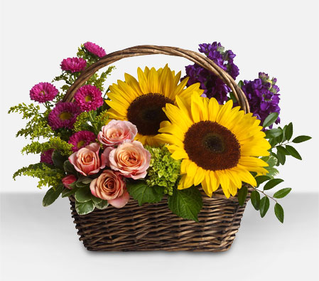 Autumn Basket - Mixed Flowers Arrangement