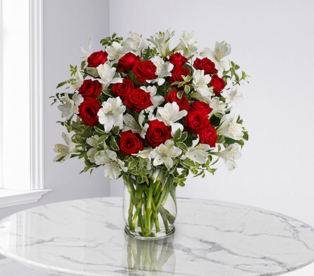 Love Always - Red and White Flowers