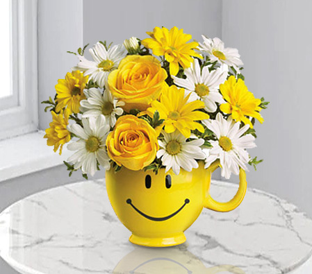 Cheers-Mixed,White,Yellow,Daisy,Mixed Flower,Rose,Arrangement