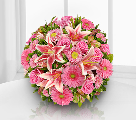 Sweet Sentiments-Pink,Rose,Mixed Flower,Lily,Gerbera,Bouquet