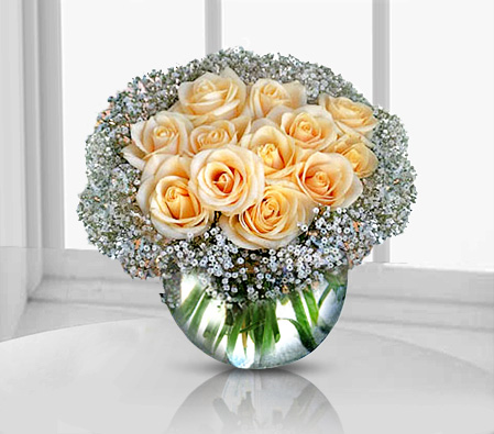 Sparkling Roses-Peach,Rose,Arrangement