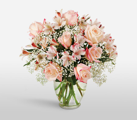 Paradise Island-Pink,Alstroemeria,Mixed Flower,Rose,Arrangement