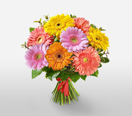 Summer Mix-Mixed,Orange,Peach,Pink,Yellow,Daisy,Gerbera,Bouquet