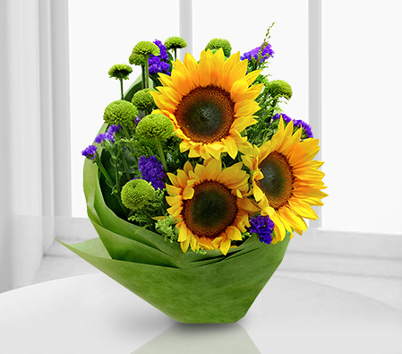 Summer Glory-Green,Purple,Yellow,SunFlower,Bouquet