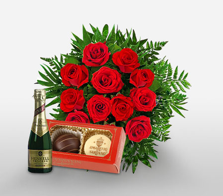 Berlin Philharmonic-Green,Red,Chocolate,Rose,Wine,Bouquet,Hamper