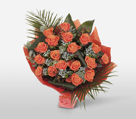 Timeless Peach Roses-Orange,Peach,Rose,Bouquet