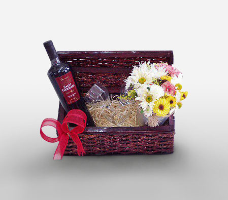 Paulista Avenue-Mixed,Mixed Flower,Wine,Basket,Hamper